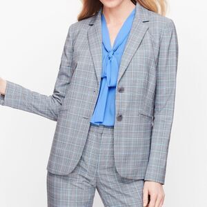 Talbots Springtime Plaid Blue Two Button Blazer | Size 14W